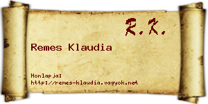 Remes Klaudia névjegykártya